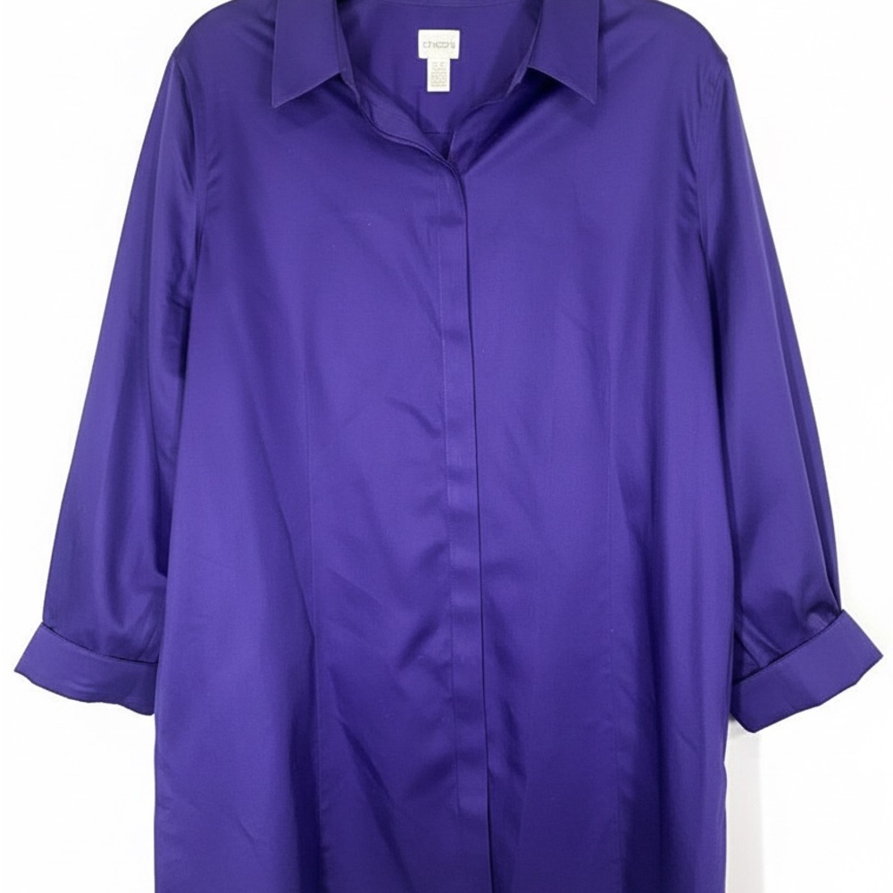Chico's Deep Purple Button Down No Iron Shirt